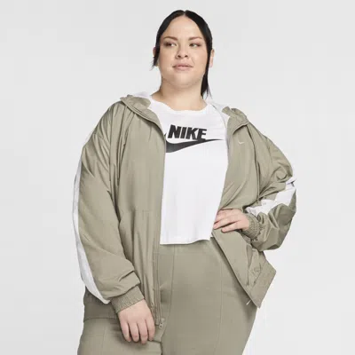 Nike Women's  Sportswear Classic Wovens Loose Uv Hooded Jacket (plus Size) In Green