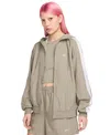 Nike Women's  Sportswear Classic Wovens Loose Uv Hooded Jacket In Light Army,white