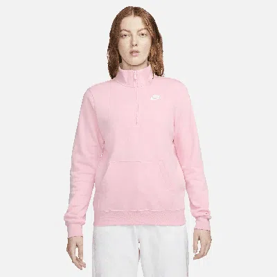 Nike Women's  Sportswear Club Fleece 1/2-zip Sweatshirt In Pink