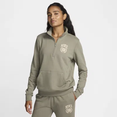 Nike Women's  Sportswear Club Fleece 1/4-zip Top In Green