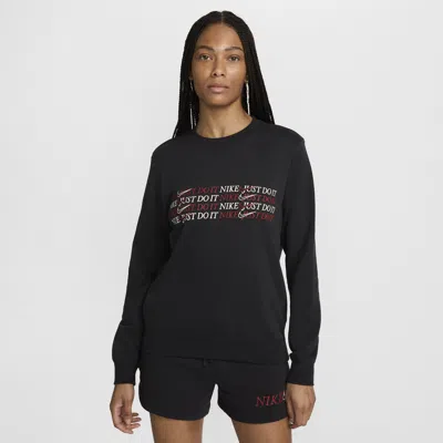 Nike Women's  Sportswear Club Fleece Crew-neck Sweatshirt In Black