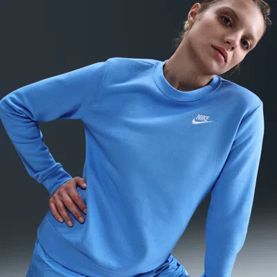 Nike Women's  Sportswear Club Fleece Crew-neck Sweatshirt In Blue