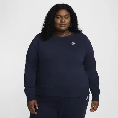 Nike Women's  Sportswear Club Fleece Crew-neck Sweatshirt (plus Size) In Blue