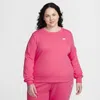 Nike Women's  Sportswear Club Fleece Crew-neck Sweatshirt (plus Size) In Aster Pink,white