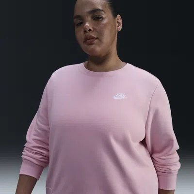 Nike Women's  Sportswear Club Fleece Crew-neck Sweatshirt (plus Size) In Pink