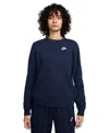 Nike Women's  Sportswear Club Fleece Crew-neck Sweatshirt In Obsidian,white