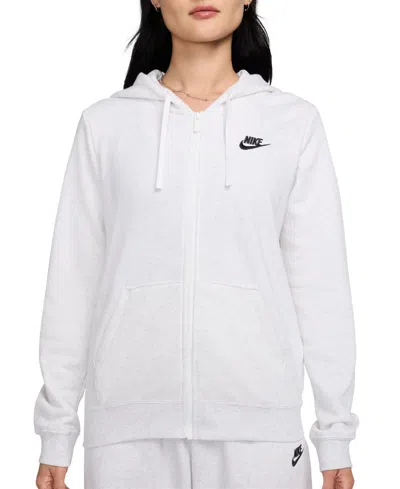 Nike Women's Sportswear Club Fleece Full-zip Hoodie In Birch Heather,black