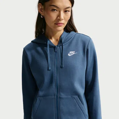 Nike Women's  Sportswear Club Fleece Full-zip Hoodie In Blue