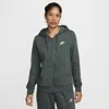 Nike Women's  Sportswear Club Fleece Full-zip Hoodie In Green
