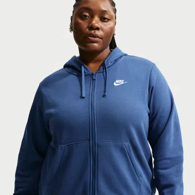Nike Women's  Sportswear Club Fleece Full-zip Hoodie (plus Size) In Blue