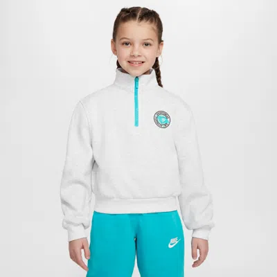Nike Kids' Women's  Sportswear Club Fleece Girl's Long-sleeve 1/2-zip Top In Brown