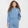 Nike Kids' Women's  Sportswear Club Fleece Girls' Boxy Crew-neck Sweatshirt In Aegean Storm/white
