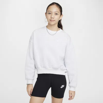 Nike Kids' Women's  Sportswear Club Fleece Girls' Boxy Crew-neck Sweatshirt In Brown