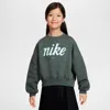 Nike Kids' Women's  Sportswear Club Fleece Girls' Boxy Crew-neck Sweatshirt In Green