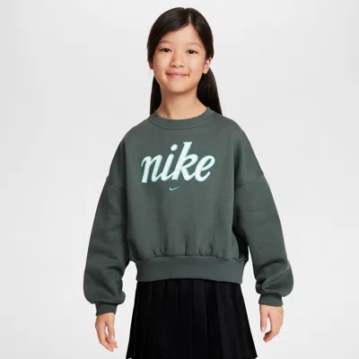 Nike Kids' Women's  Sportswear Club Fleece Girls' Boxy Crew-neck Sweatshirt In Green