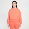 Nike Women's  Sportswear Club Fleece Girls' Boxy Crew-neck Sweatshirt In Orange