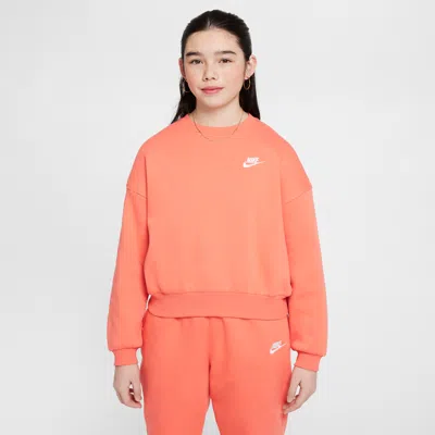 NIKE WOMEN'S  SPORTSWEAR CLUB FLEECE GIRLS' BOXY CREW-NECK SWEATSHIRT,1015662913