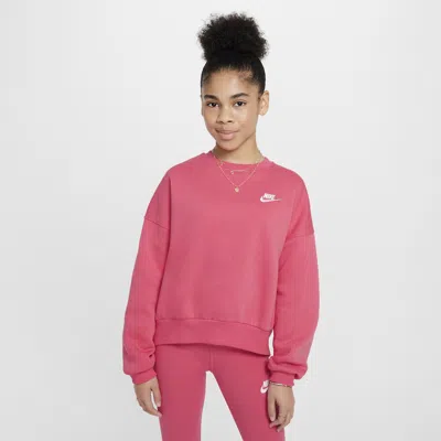 Nike Kids' Women's  Sportswear Club Fleece Girls' Boxy Crew-neck Sweatshirt In Pink