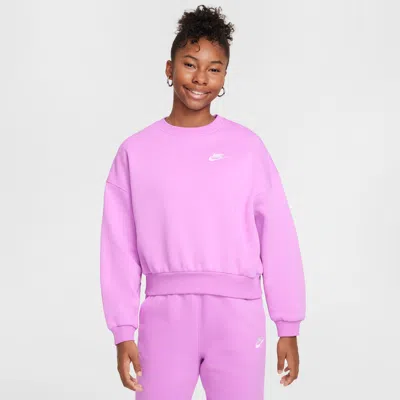 Nike Kids' Women's  Sportswear Club Fleece Girls' Boxy Crew-neck Sweatshirt In Purple