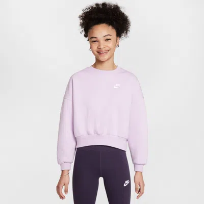 Nike Kids' Women's  Sportswear Club Fleece Girls' Boxy Crew-neck Sweatshirt In Purple