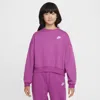 Nike Kids' Women's  Sportswear Club Fleece Girls' Boxy Crew-neck Sweatshirt In Purple
