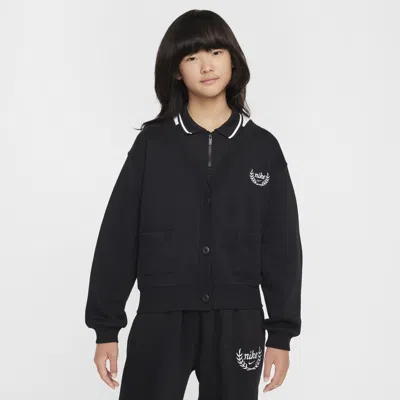 Nike Kids' Women's  Sportswear Club Fleece Girls' Cardigan In Black