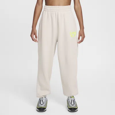 Nike Kids' Big Girls Sportswear Club Fleece Loose-fit Sweatpants In Light Bone,volt