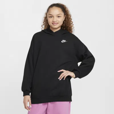 Nike Sportswear Club Fleece Big Kids' Oversized Pullover Hoodie In Black,white