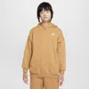 Nike Sportswear Club Fleece Big Kids' Oversized Pullover Hoodie In Brown