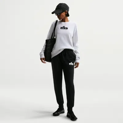Nike Women's  Sportswear Club Fleece Graphic Mid-rise Pants In Black