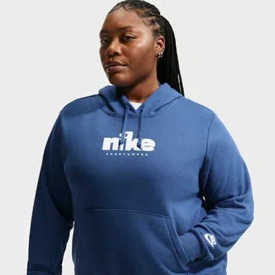 Nike Women's  Sportswear Club Fleece Graphic Pullover Hoodie (plus Size) In Blue