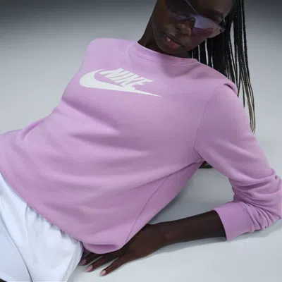 Nike Women's  Sportswear Club Fleece Logo Crew-neck Sweatshirt In Pink