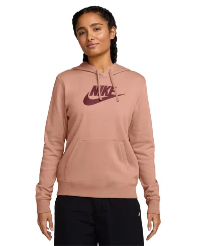 Nike Women's Sportswear Club Fleece Logo Pullover Hoodie In Pink