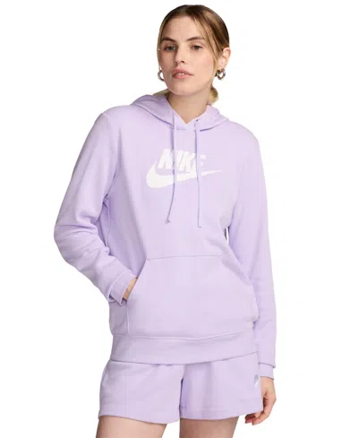 Nike Women's Sportswear Club Fleece Logo Pullover Hoodie In Violet Mist,white