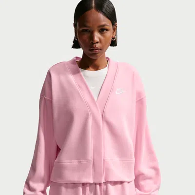 Nike Women's  Sportswear Club Fleece Loose Cardigan In Pink