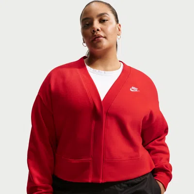 Nike Women's  Sportswear Club Fleece Loose Cardigan (plus Size) In Red