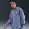 Nike Women's  Sportswear Club Fleece Loose Crew-neck Sweatshirt In Blue