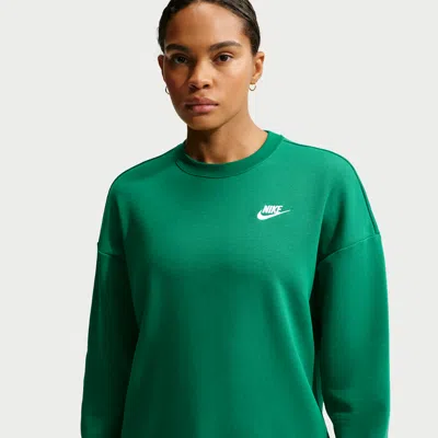 Nike Women's  Sportswear Club Fleece Loose Crew-neck Sweatshirt In Green