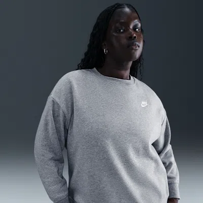 Nike Women's  Sportswear Club Fleece Loose Crew-neck Sweatshirt (plus Size) In Gray
