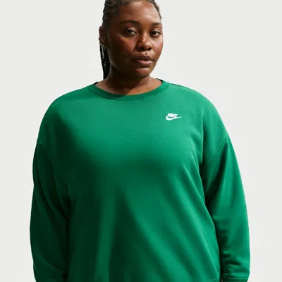 Nike Women's  Sportswear Club Fleece Loose Crew-neck Sweatshirt (plus Size) In Green