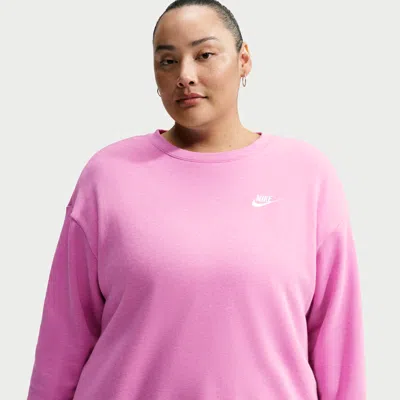 Nike Women's  Sportswear Club Fleece Loose Crew-neck Sweatshirt (plus Size) In Pink