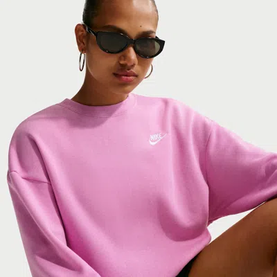 Nike Women's  Sportswear Club Fleece Loose Crew-neck Sweatshirt In Pink