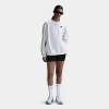 Nike Sportswear Women's Club Fleece Loose Crewneck Sweatshirt In Birch Heather/black
