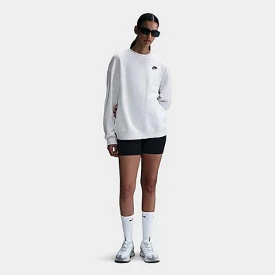 Nike Sportswear Women's Club Fleece Loose Crewneck Sweatshirt In Birch Heather/black
