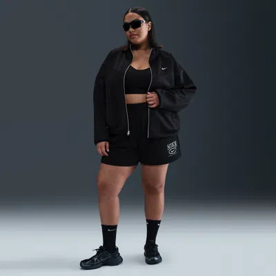 Nike Women's  Sportswear Club Fleece Mid-rise 4" Graphic Shorts (plus Size) In Black