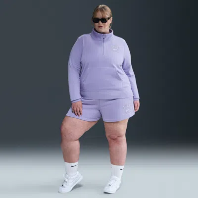 Nike Women's  Sportswear Club Fleece Mid-rise 4" Graphic Shorts (plus Size) In Purple