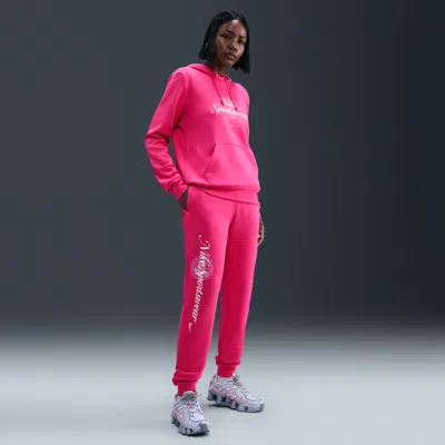 Nike Women's  Sportswear Club Fleece Mid-rise Graphic Pants In Pink