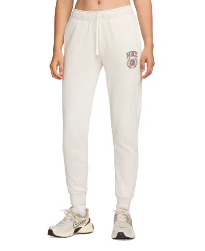 Nike Women's Sportswear Club Fleece Mid-rise Jogger Pants In Oatmeal Heather