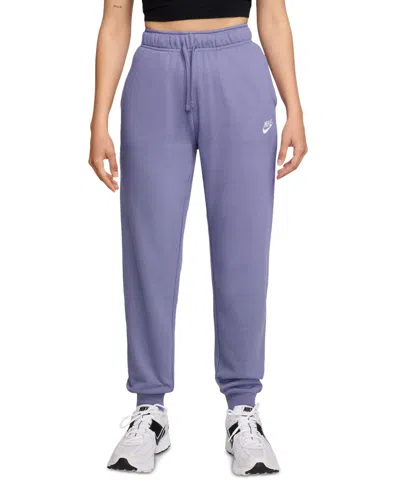 Nike Women's Sportswear Club Fleece Mid-rise Joggers In Dusty Amethyst,white
