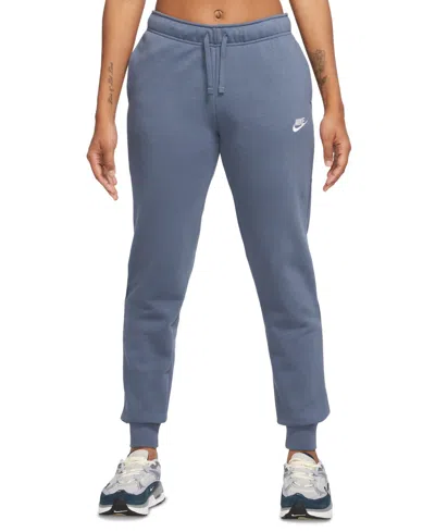 Nike Women's Sportswear Club Fleece Mid-rise Joggers In Obsidian,white
